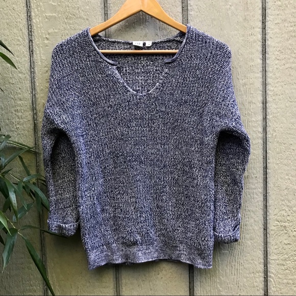 GAP Sweaters - GAP oversized blue & white ribbed knit sweater